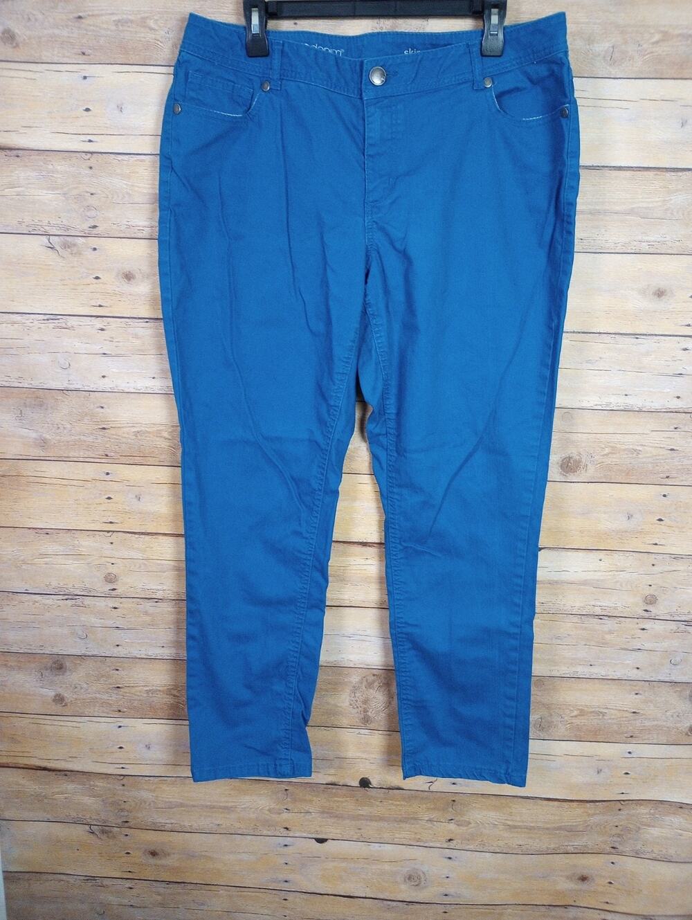 Avenue Women Denim Skinny Jeans 16 Teal Blue Straight Leg